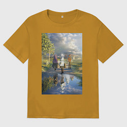Футболка оверсайз мужская Фрирен провожающая в путь, цвет: горчичный
