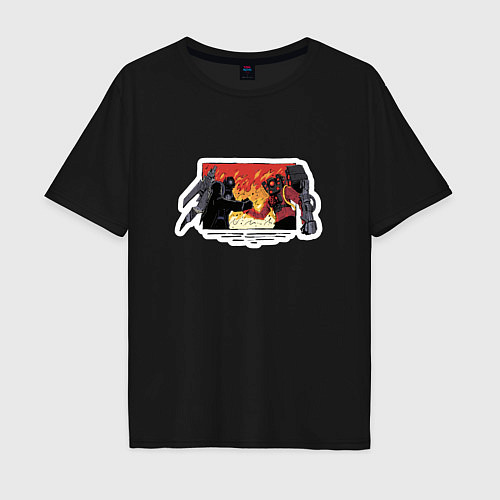 Мужская футболка оверсайз Титан Спикермен с титаном Камераменом / Черный – фото 1