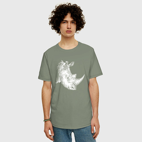 Мужская футболка оверсайз Портрет носорога / Авокадо – фото 3