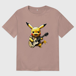 Мужская футболка оверсайз Поющий Пикачу