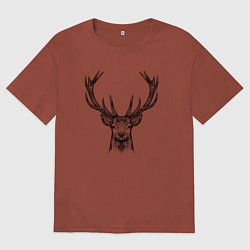 Футболка оверсайз мужская Олень анфас, цвет: кирпичный