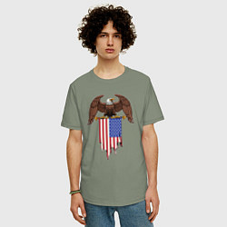 Футболка оверсайз мужская США орёл, цвет: авокадо — фото 2