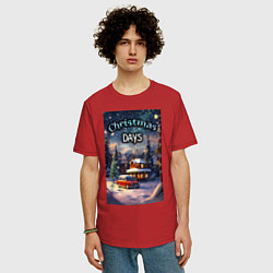 Футболка оверсайз мужская Рождественский день, цвет: красный — фото 2
