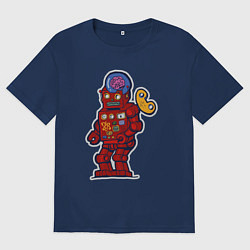 Футболка оверсайз мужская Ретро робот будущего, цвет: тёмно-синий