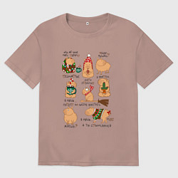 Мужская футболка оверсайз Капибары зимой