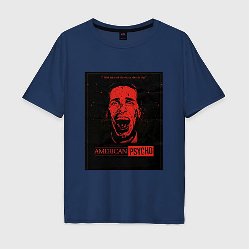 Мужская футболка оверсайз American psycho постер / Тёмно-синий – фото 1