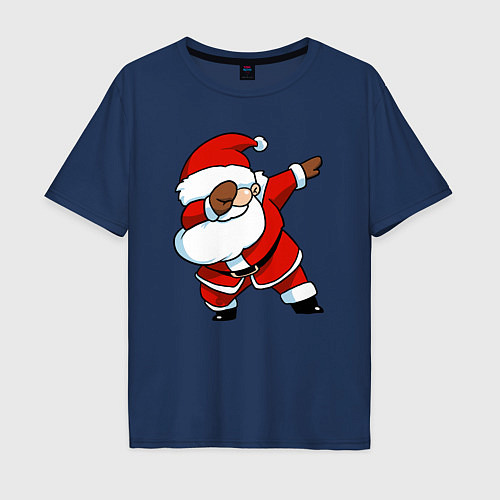 Мужская футболка оверсайз Santa dabbing dance / Тёмно-синий – фото 1