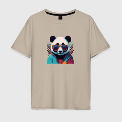 Мужская футболка оверсайз Модная панда в солнечных очках