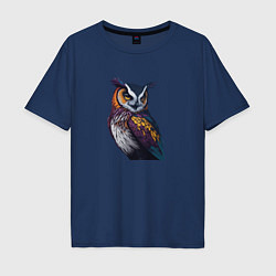 Мужская футболка оверсайз Красочная сова