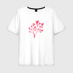 Мужская футболка оверсайз Дерево из сердечек - символ любви