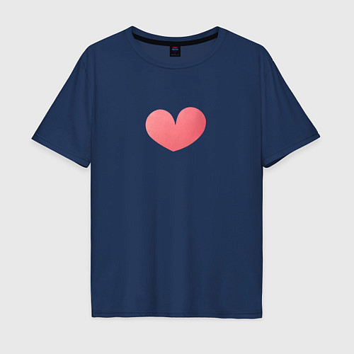 Мужская футболка оверсайз Акварельное нежно-розовое сердце / Тёмно-синий – фото 1