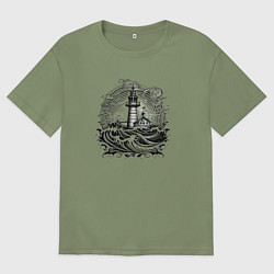Мужская футболка оверсайз Море и маяк