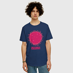 Футболка оверсайз мужская Pink virus, цвет: тёмно-синий — фото 2
