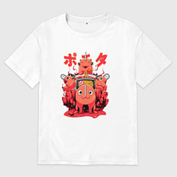 Мужская футболка оверсайз Почита демон бензопила