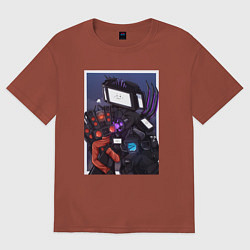 Футболка оверсайз мужская ТВ Мен со Спикерменом и Камераменом, цвет: кирпичный
