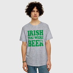 Футболка оверсайз мужская Irish you were beer, цвет: меланж — фото 2