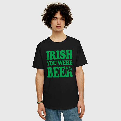 Мужская футболка оверсайз Irish you were beer / Черный – фото 3