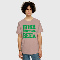 Футболка оверсайз мужская Irish you were beer, цвет: пыльно-розовый — фото 2