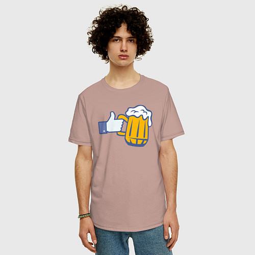 Мужская футболка оверсайз Beer like / Пыльно-розовый – фото 3
