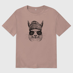 Футболка оверсайз мужская Белка хипстер, цвет: пыльно-розовый