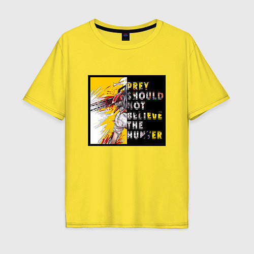 Мужская футболка оверсайз Кенши - человек бензопила / Желтый – фото 1