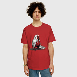 Футболка оверсайз мужская Красный попугай, цвет: красный — фото 2