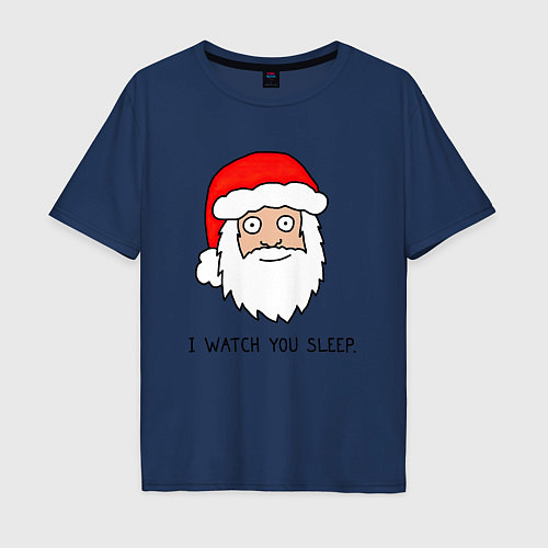 Мужская футболка оверсайз Криповый Санта / Тёмно-синий – фото 1