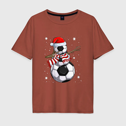 Мужская футболка оверсайз Soccer snowman / Кирпичный – фото 1