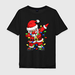 Мужская футболка оверсайз Санта Клаус и гирлянда