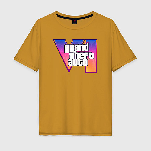 Мужская футболка оверсайз GTA 6 logo / Горчичный – фото 1