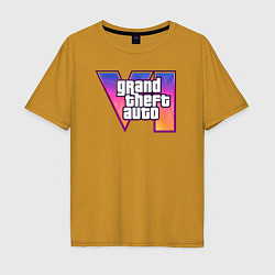 Футболка оверсайз мужская GTA 6 logo, цвет: горчичный