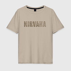 Футболка оверсайз мужская Nirvana grunge text, цвет: миндальный