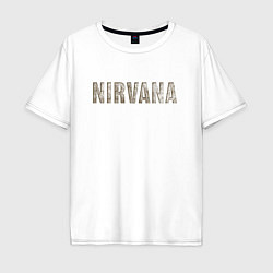 Футболка оверсайз мужская Nirvana grunge text, цвет: белый