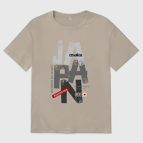 Мужская футболка оверсайз Япония - страна восходящего солнца / Миндальный – фото 1