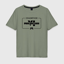 Мужская футболка оверсайз GTA6 gaming champion: рамка с лого и джойстиком