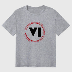 Футболка оверсайз мужская Символ GTA 6 и красная краска вокруг, цвет: меланж