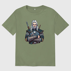 Футболка оверсайз мужская Бдительный Геральт, цвет: авокадо