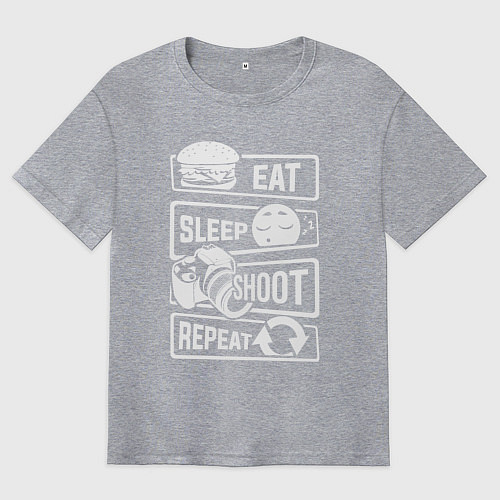 Мужская футболка оверсайз Еда сон фото / Меланж – фото 1