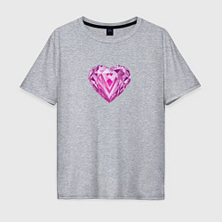 Мужская футболка оверсайз Розовое алмазное сердце
