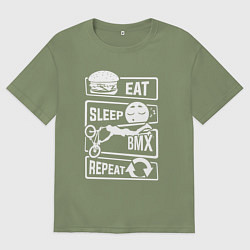 Мужская футболка оверсайз Еда сон bmx