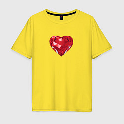Мужская футболка оверсайз Красное рубиновое сердце