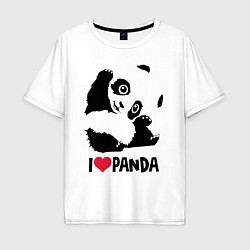 Футболка оверсайз мужская I love panda, цвет: белый