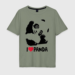 Футболка оверсайз мужская I love panda, цвет: авокадо