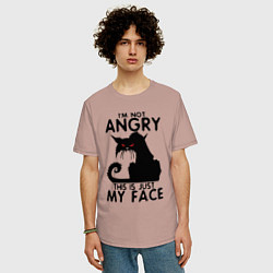 Футболка оверсайз мужская I am not angry cat, цвет: пыльно-розовый — фото 2
