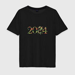 Футболка оверсайз мужская 2024 год дракона символ, цвет: черный