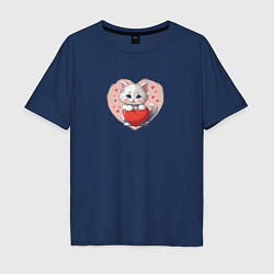 Мужская футболка оверсайз Мультяшный котенок и сердечко