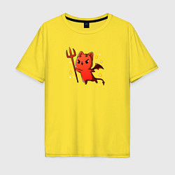 Футболка оверсайз мужская Демон котик парные, цвет: желтый