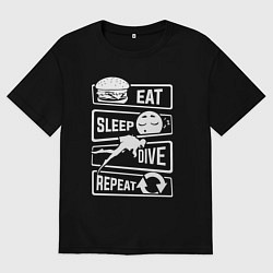 Мужская футболка оверсайз Еда сон дайвинг
