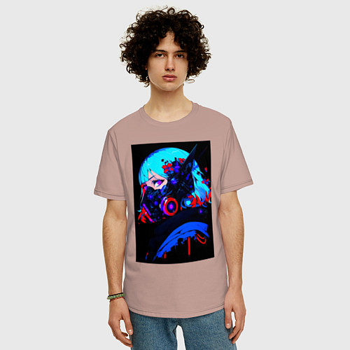 Мужская футболка оверсайз Лунная гравитация: Портрет аниме девочки / Пыльно-розовый – фото 3
