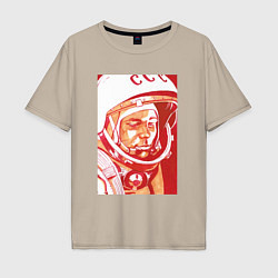 Футболка оверсайз мужская Gagarin in red, цвет: миндальный